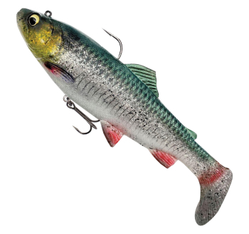 Ripper Savage Gear 4D Trout Rattle Shad - farba Green Silver